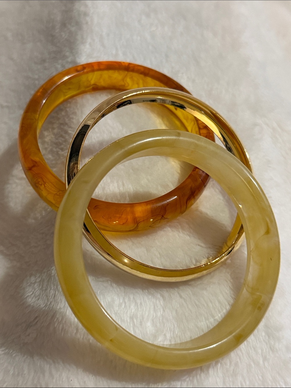 Brand New Set of 3 Amber & Gold-Tone Bangle Bracelets